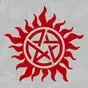красная наклейка Supernatural
