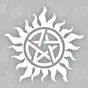белая наклейка Supernatural